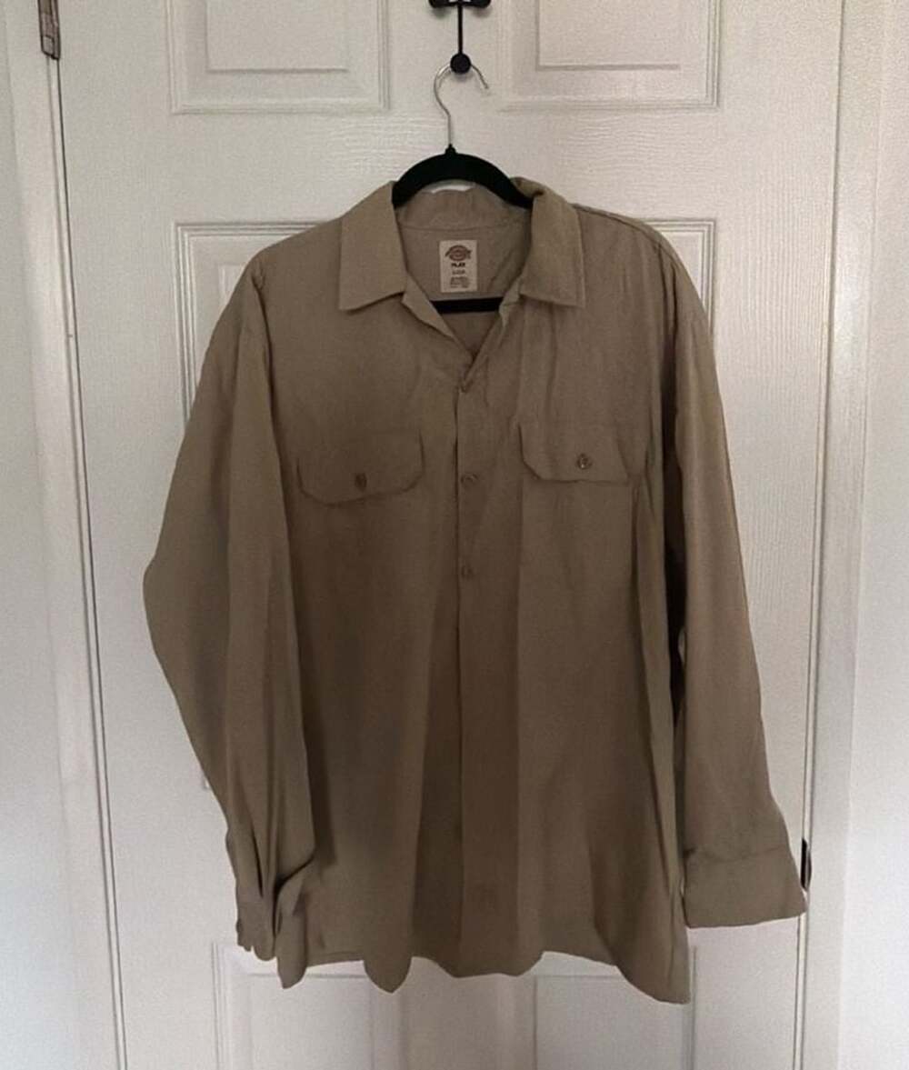 Dickies Flex Long Sleeve Work Shirt Khaki Beige Men's Large